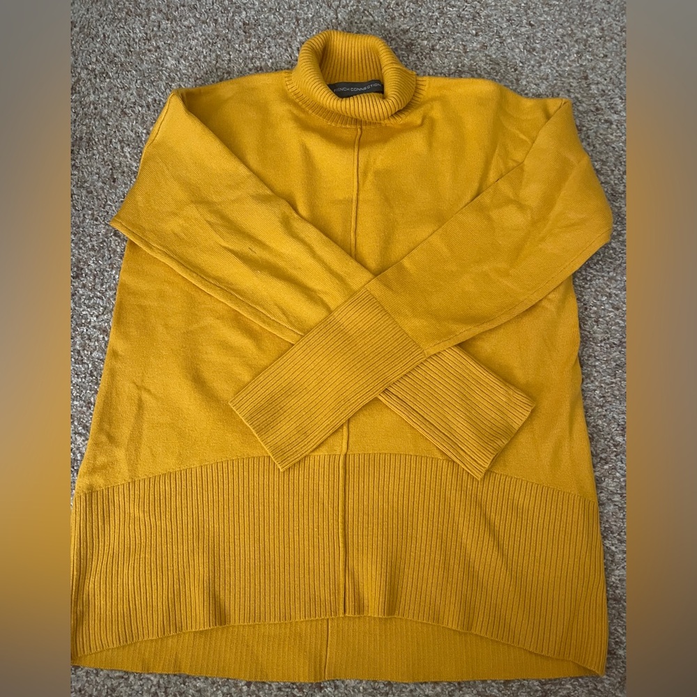 French Connection Yellow Cowl Turtleneck Sweater
